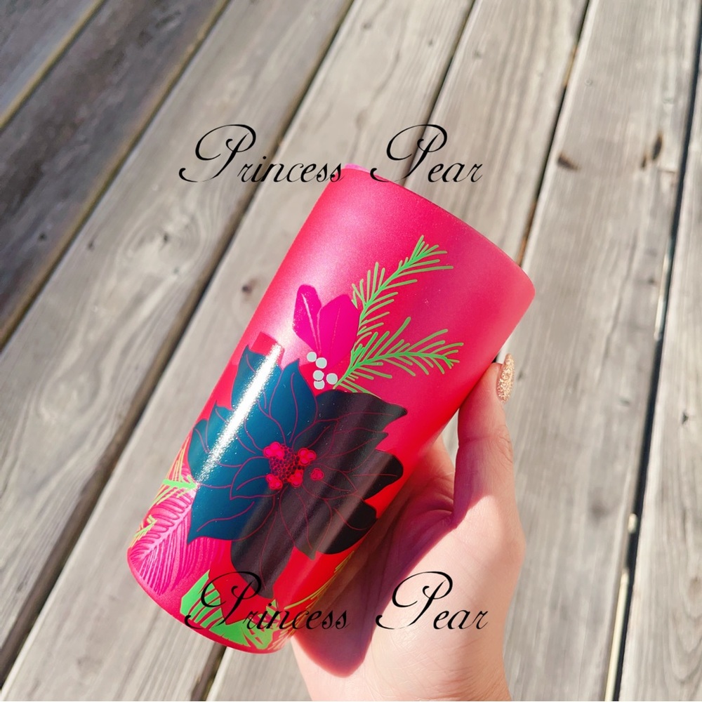 Starbucks 2022&2021  Holiday ‘Mint& Red Poinsettia Ceramic Mug Travel Tumbler’ - Picture 6 of 11